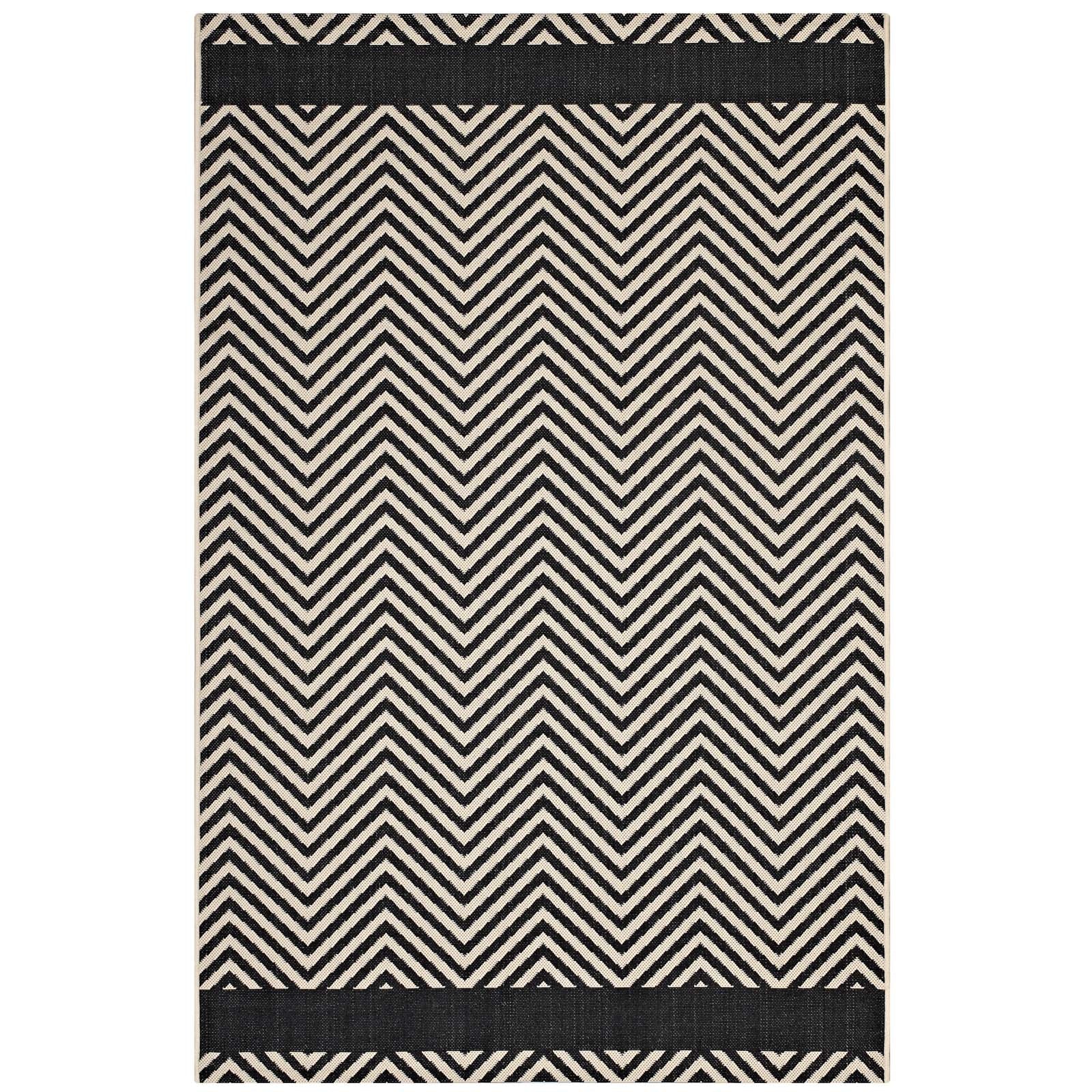 Optica Chevron With End Borders Indoor and Outdoor 5x8 Area Rug by Modway