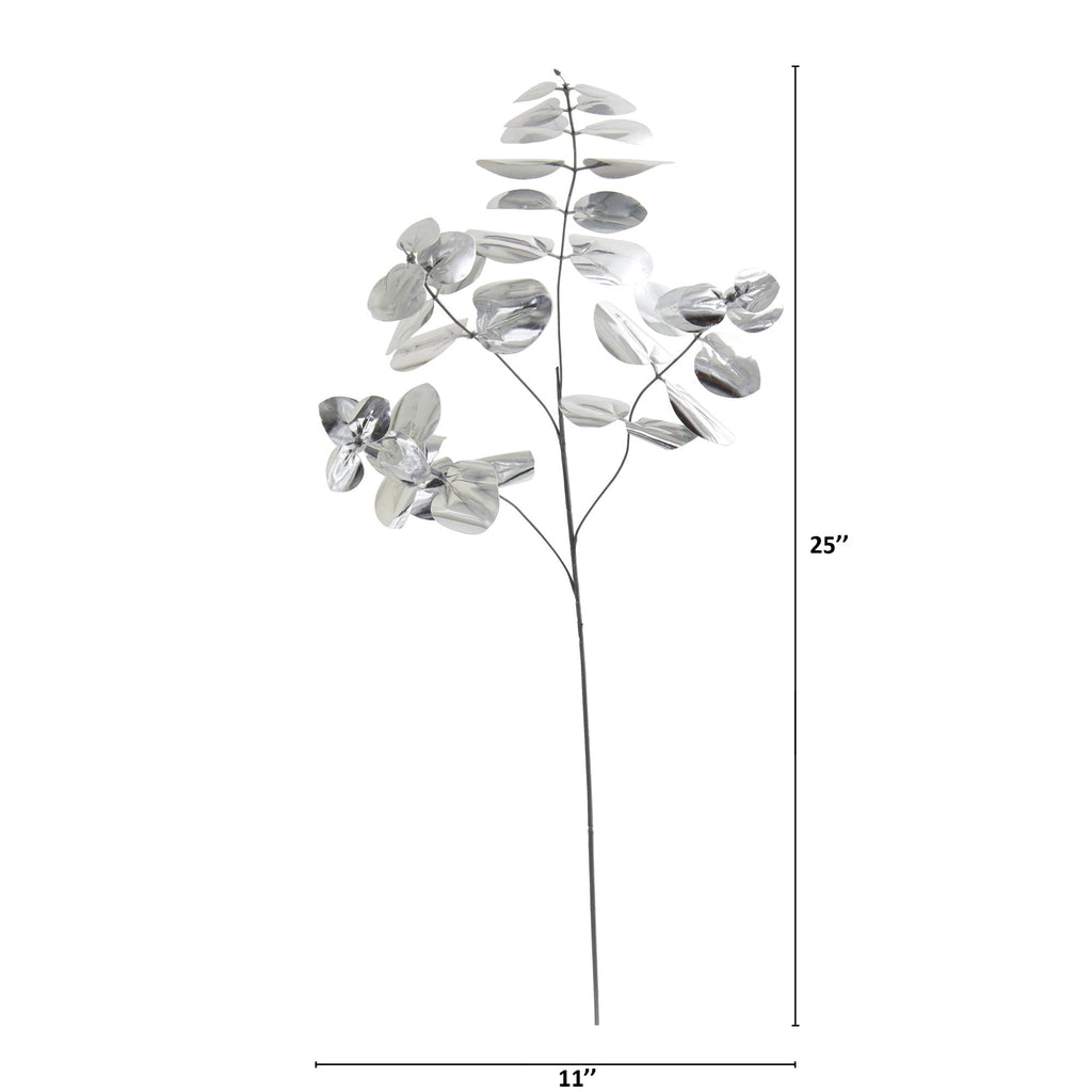 25" Metallic Eucalyptus Artificial Plant (Set of 24)