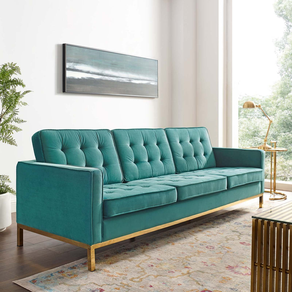 Loft Gold Stainless Steel Leg Performance Velvet Sofa by Modway