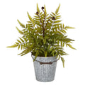 20"  Fern Artificial Plant in Vintage Metal Bucket
