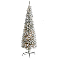 6' Flocked Pencil Artificial Christmas Tree with 300 Clear Lights