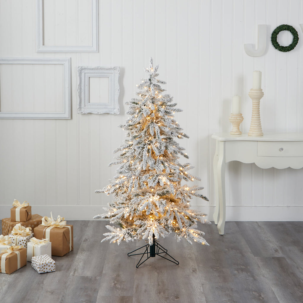5' Flocked Gr& Northern Rocky Fir Artificial Christmas Tree