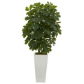 40" Schefflera  Artificial Plant in White Vase (Real Touch)