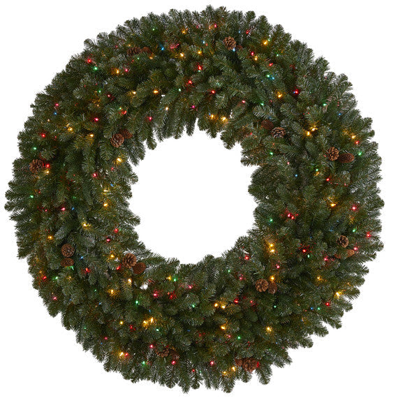 5' Giant Flocked Artificial Christmas Wreath w/280 Multicolored Lights