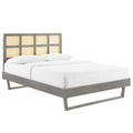 Sidney Cane and Wood Queen Platform Bed With Angular Legs by Modway