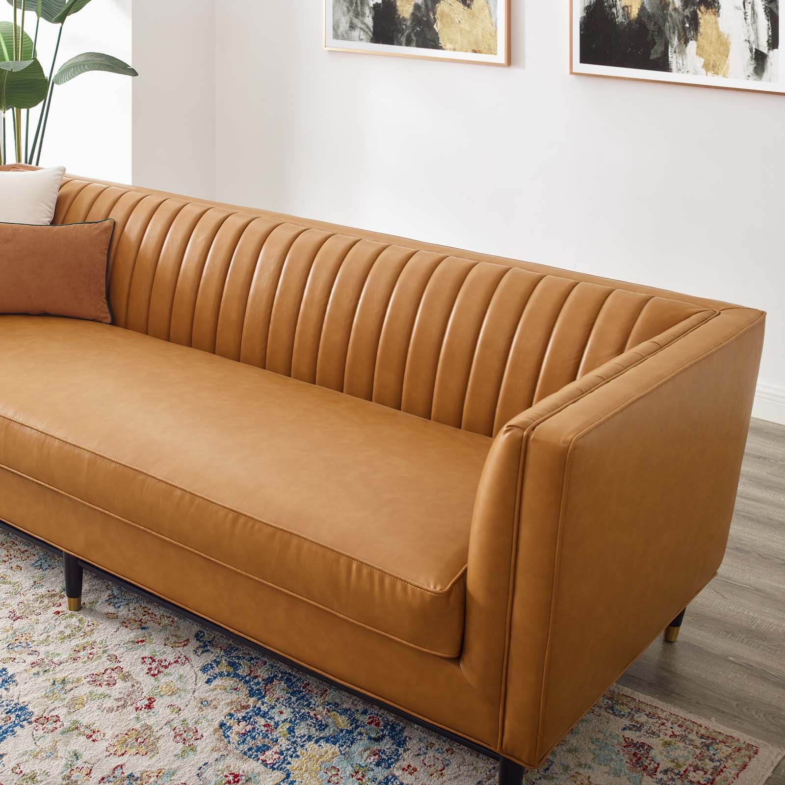 Devote Channel Tufted Vegan Leather Sofa by Modway