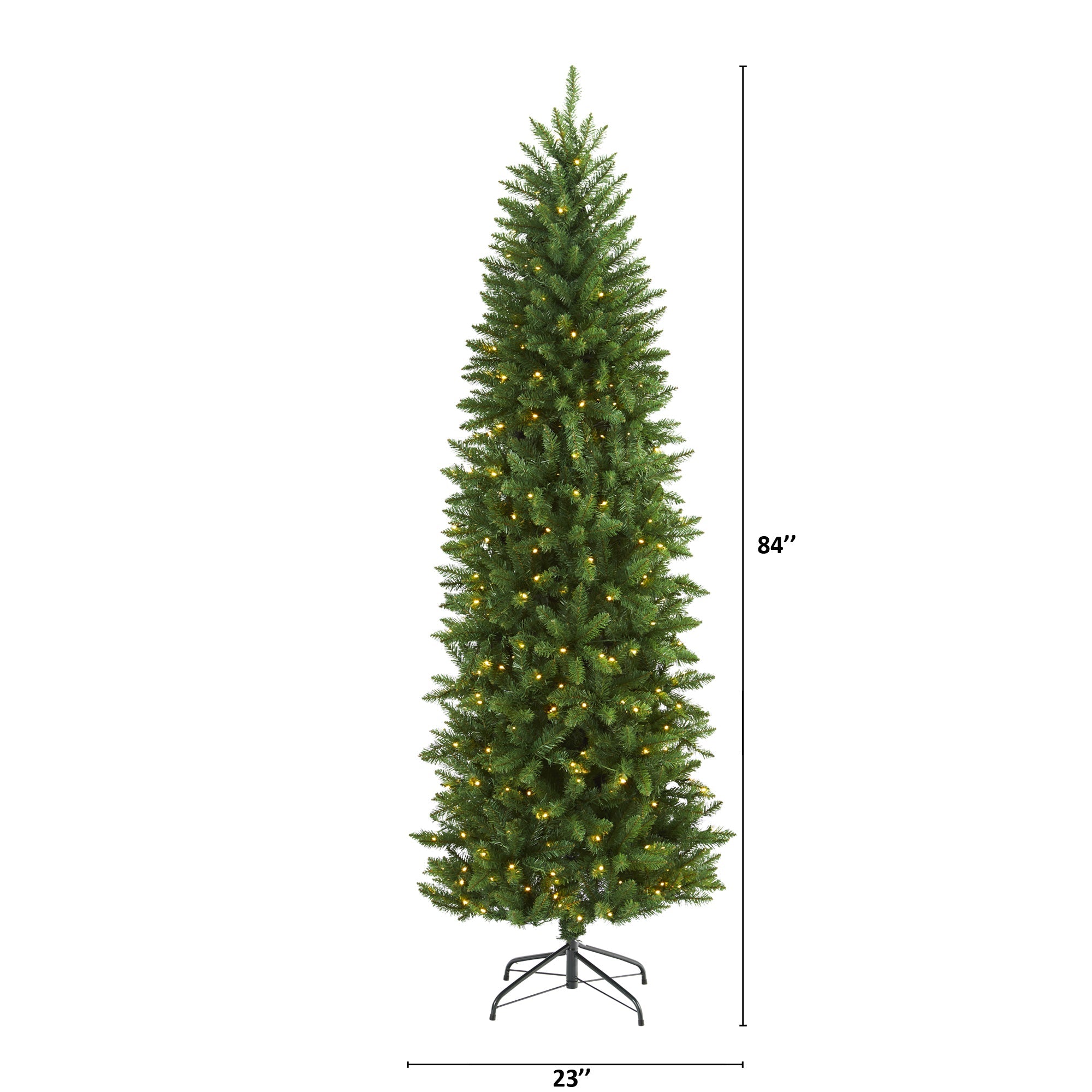 7' Slim Green Mountain Pine Artificial Christmas Tree with 300 Clear LED Lights