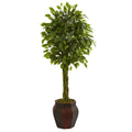 4.5' Braided Ficus Artificial Tree in Decorative Planter