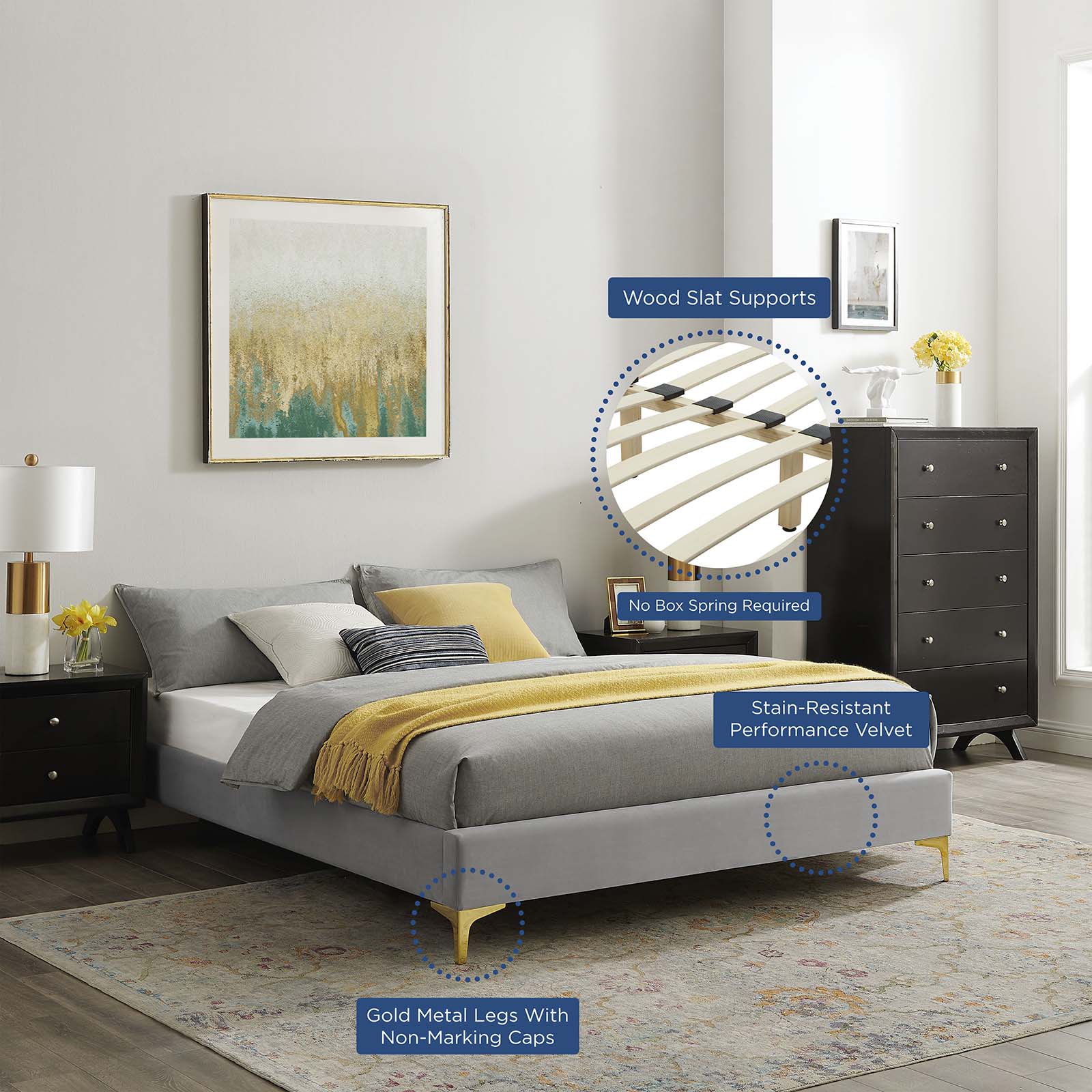 Sutton Performance Velvet Twin Bed Frame by Modway