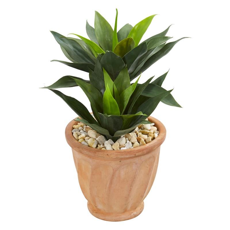 24"  Double Agave Artificial Plant in Terra Cotta Planter