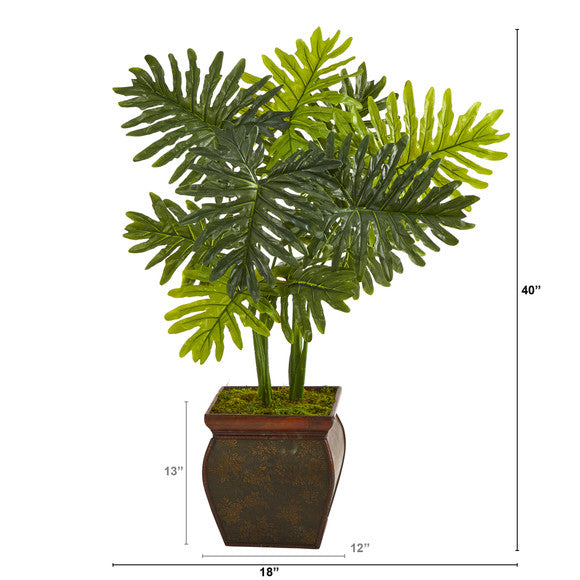 40" Philodendron Artificial Plant in Decorative Planter (Real Touch)
