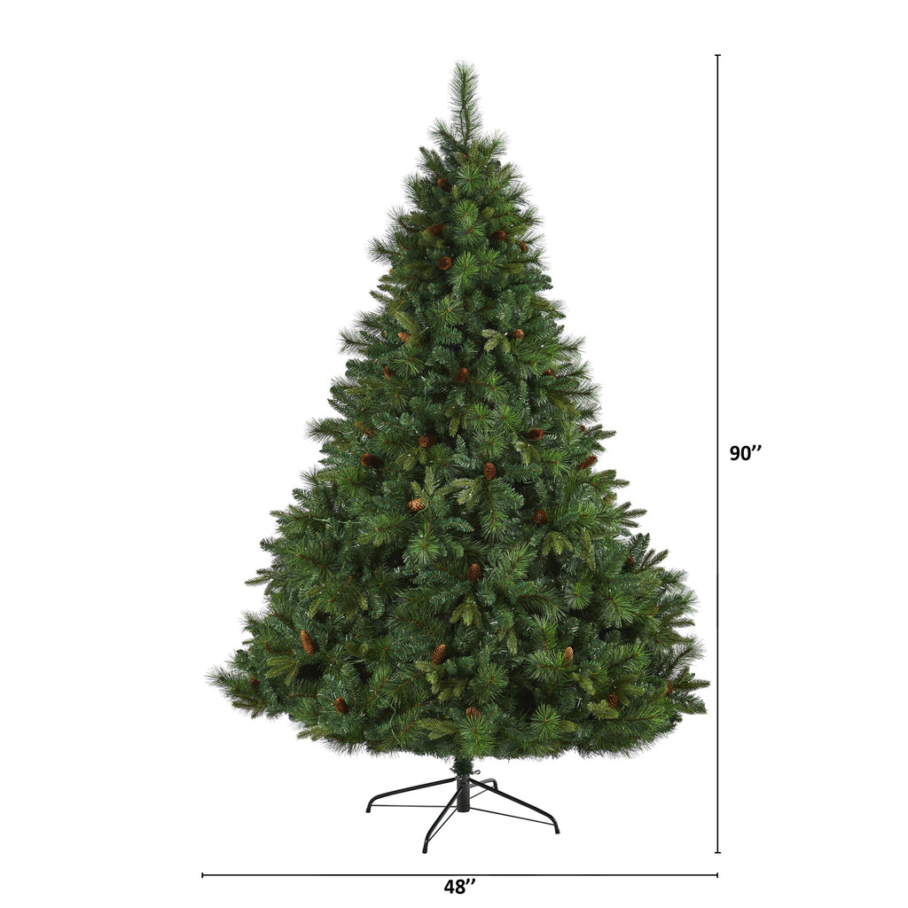 7.5' West Virginia Full Bodied Mixed Pine Artificial Christmas Tree w/ 600 LED