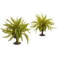 Fern Artificial Plant in Metal Chalice (Set of 2)