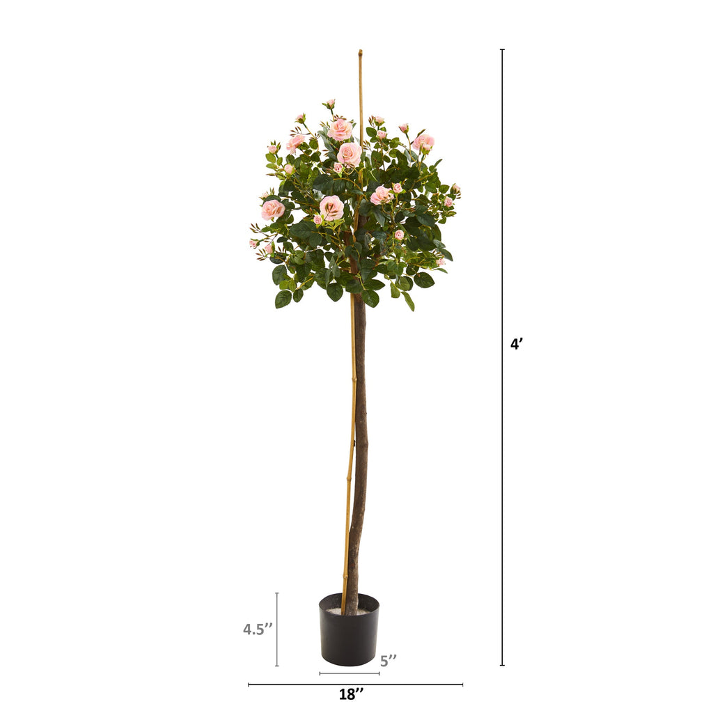 4' Rose Topiary Artificial Tree