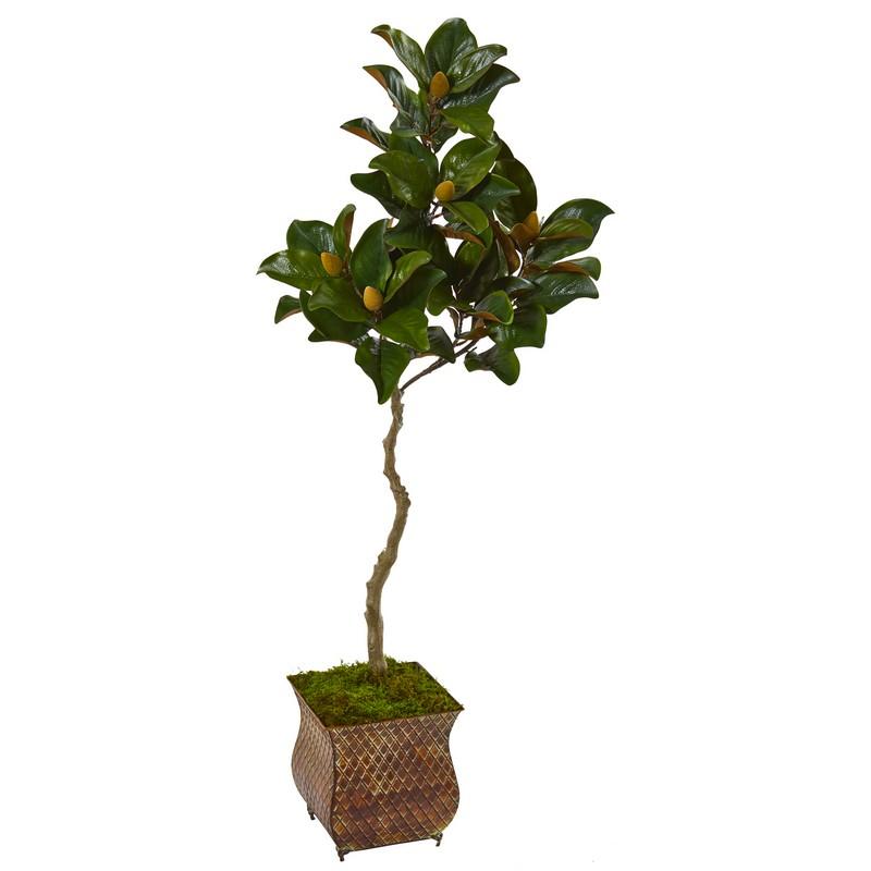 58"  Magnolia Artificial Tree in Metal Planter