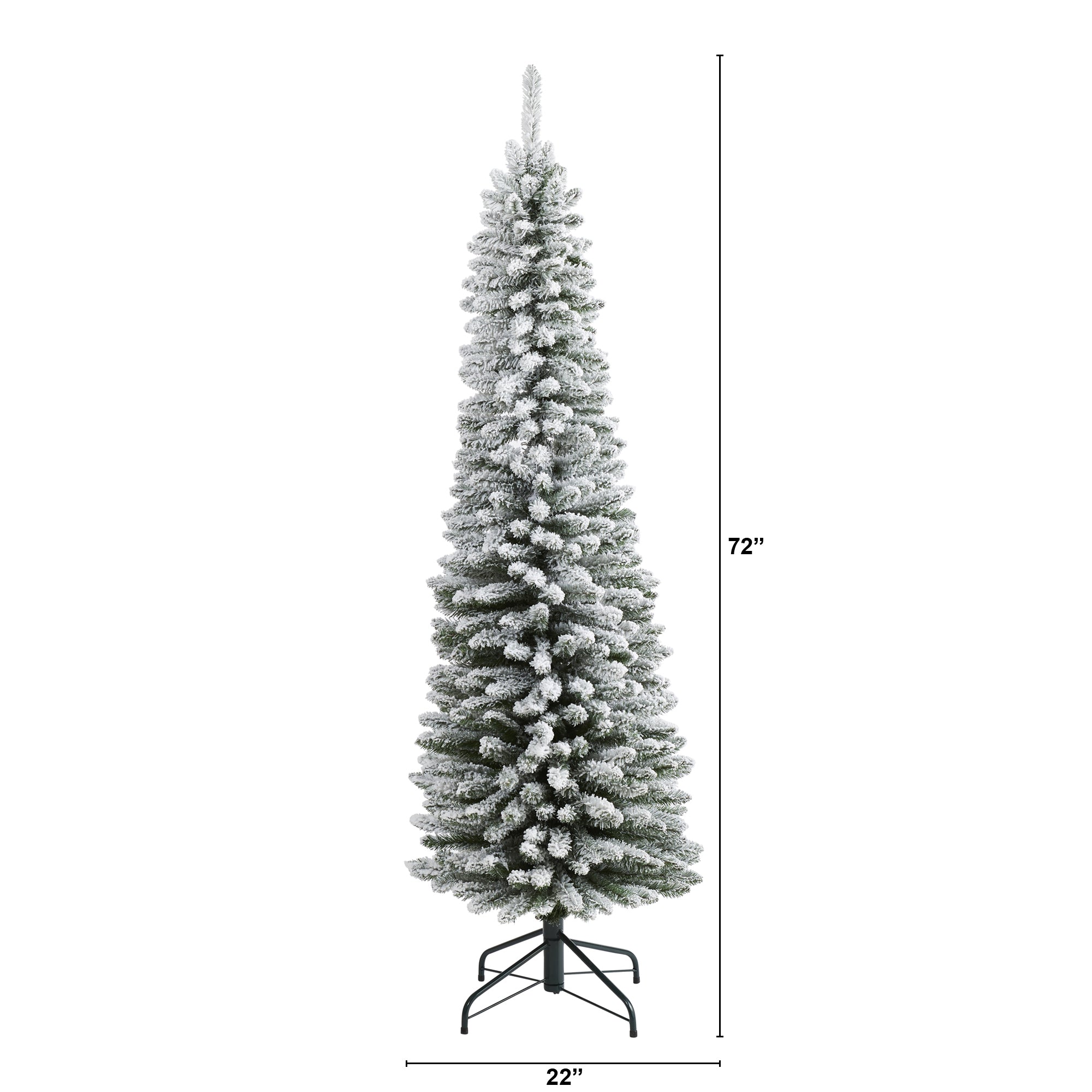6' Flocked Pencil Artificial Christmas Tree with 438 Bendable Branches