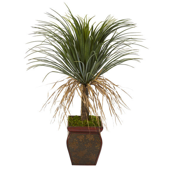 37" Pony Tail Palm Artificial Plant in Decorative Planter