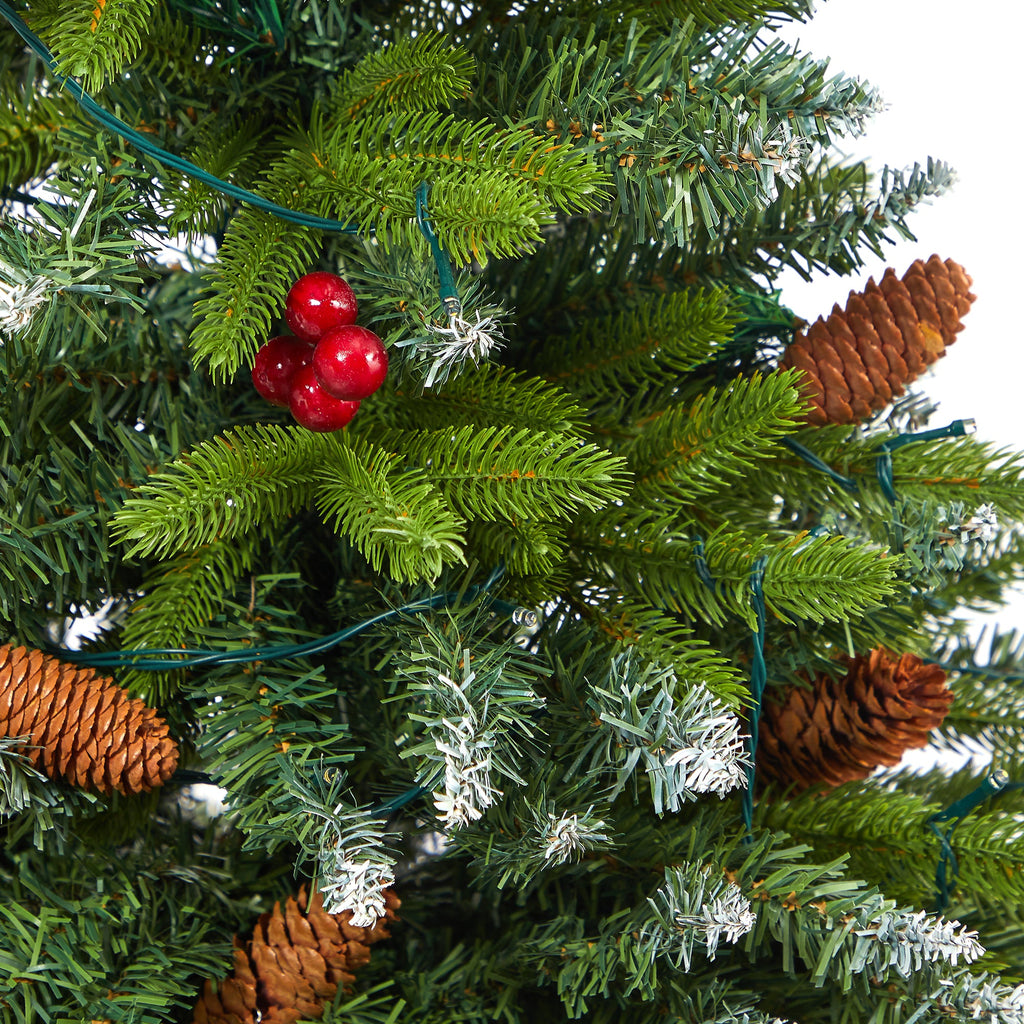 62' Snow Tipped Portl& Spruce Artificial Christmas Tree w/ Frosted Berries