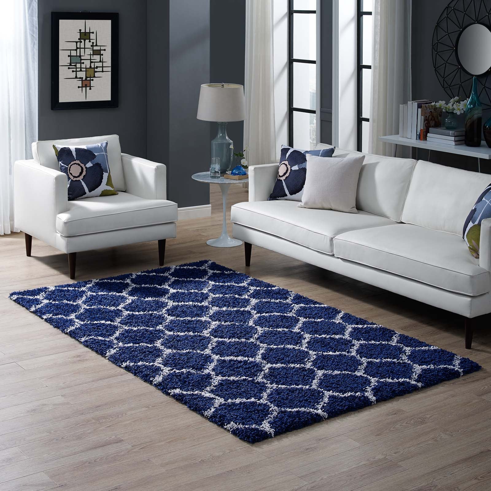 Solvea Moroccan Trellis 5x8 Shag Area Rug by Modway