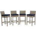 Conduit Outdoor Patio Wicker Rattan Bar Stool Set of 4 by Modway