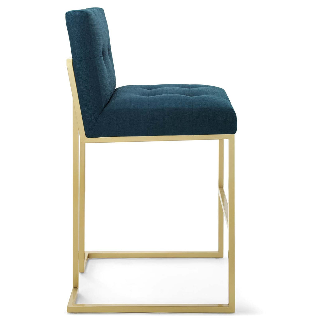Privy Gold Stainless Steel Upholstered Fabric Bar Stool by Modway