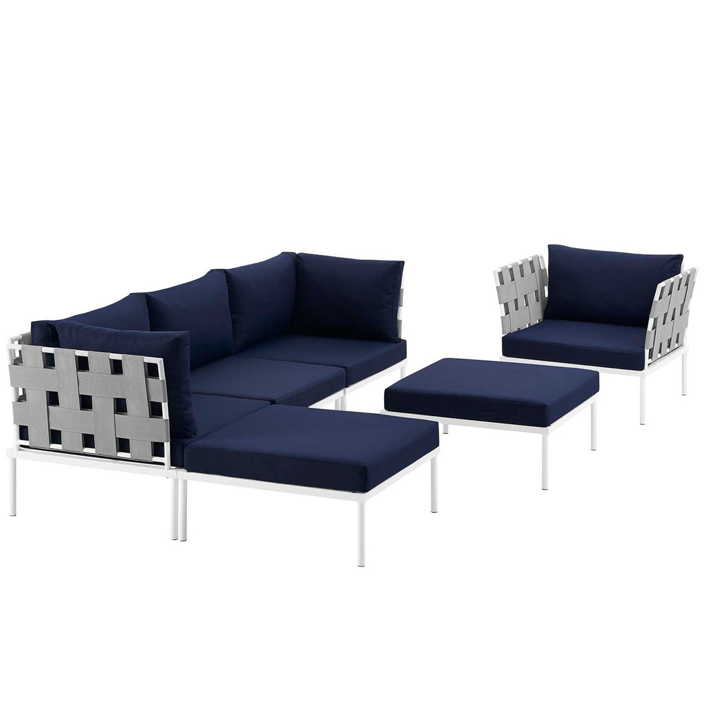 Harmony 6 Piece Outdoor Patio Aluminum Sectional Sofa Set by Modway