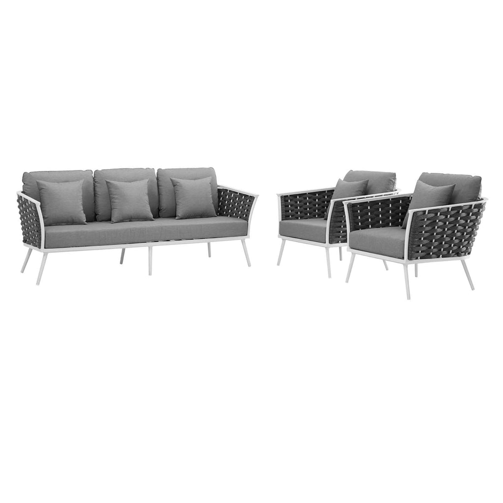 Stance 3 Piece Outdoor Patio Aluminum Sectional Sofa Set by Modway