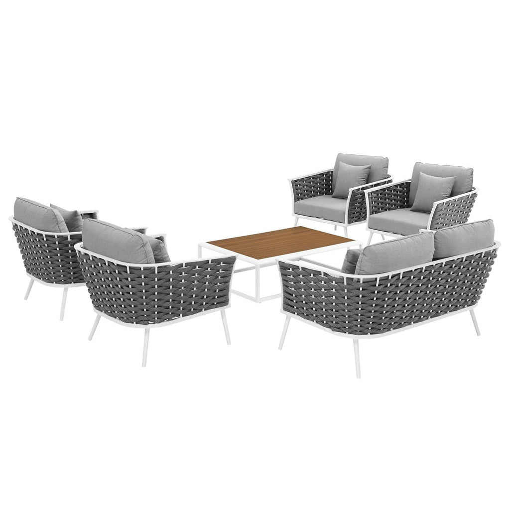 Stance 6 Piece Outdoor Patio Aluminum Sectional Sofa Set by Modway