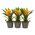 Triple Potted Bromeliad Artificial Plant in Decorative Planter