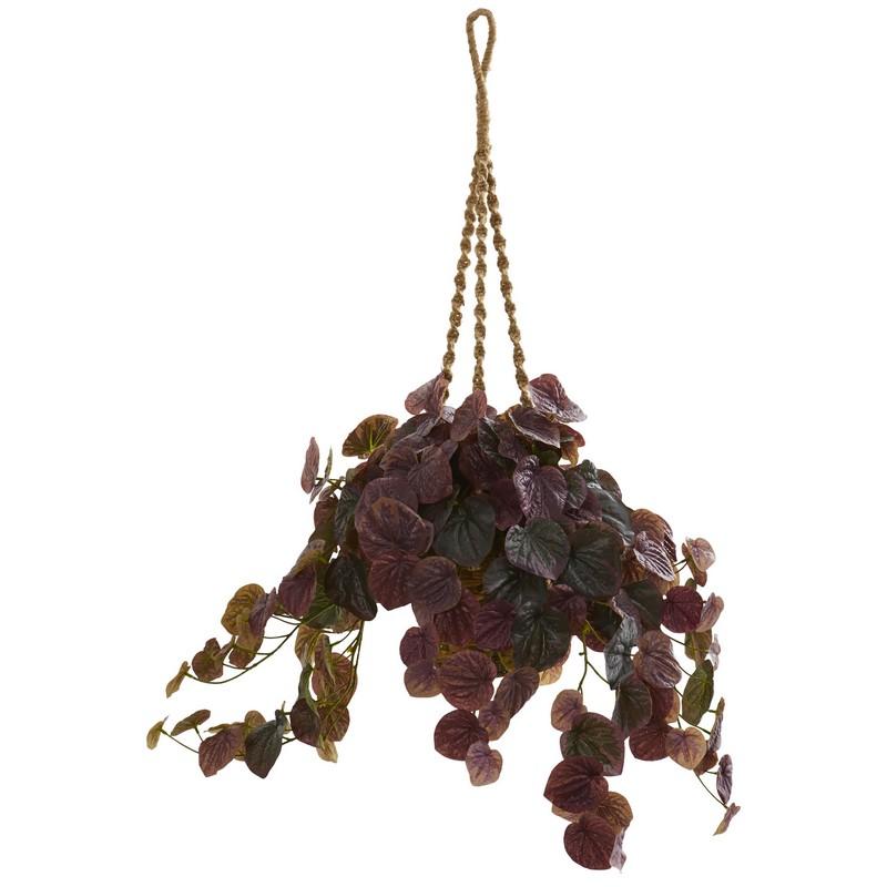 34"  Peperomia Artificial Plant in Hanging Basket (Real Touch)
