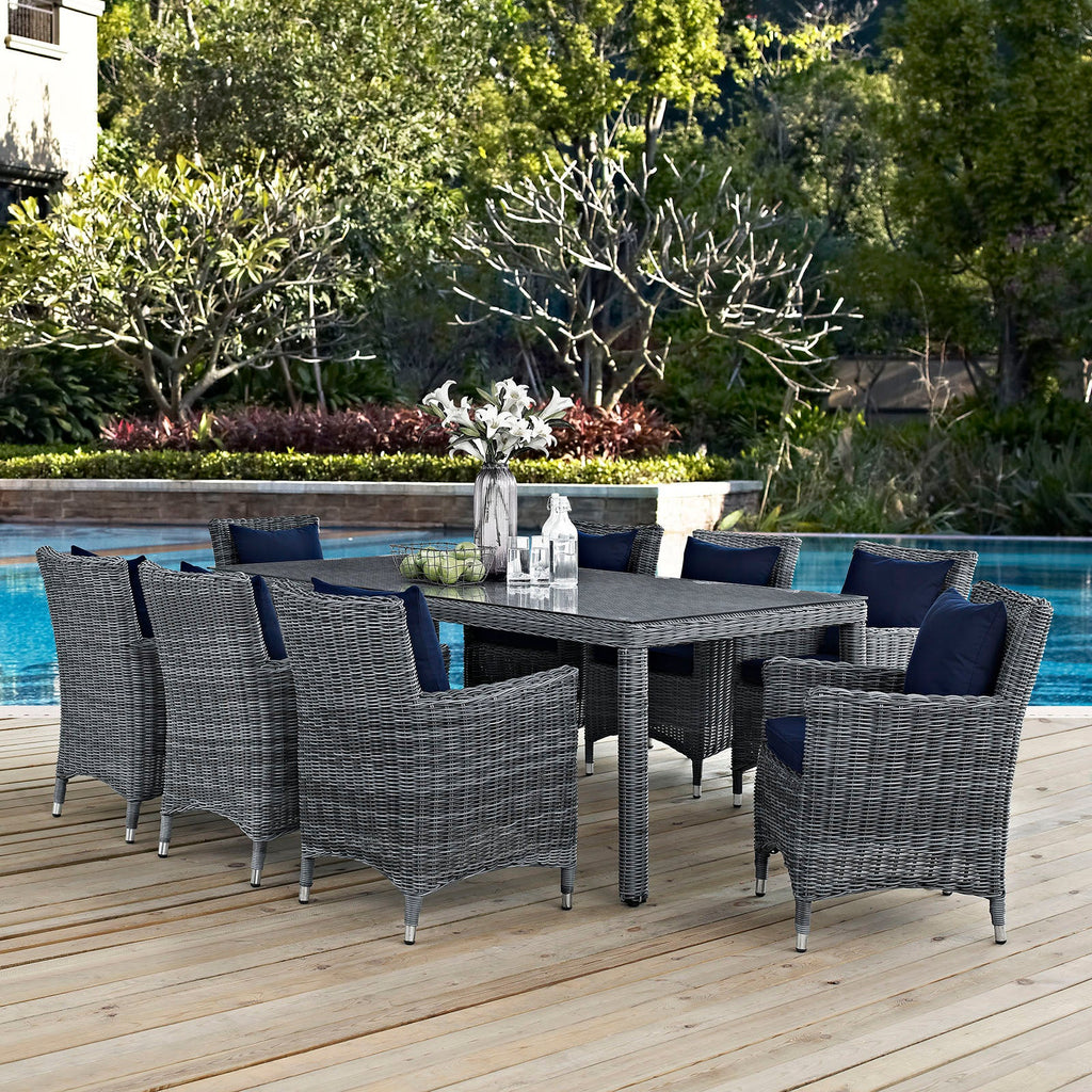 Summon 9 Piece Outdoor Patio Sunbrella¨ Dining Set by Modway
