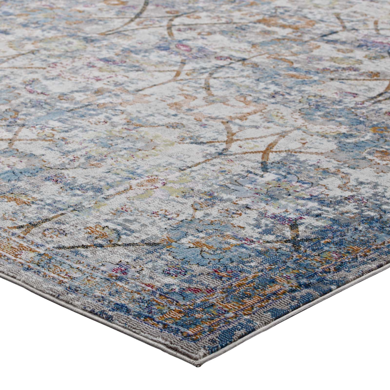 Minu Distressed Floral Lattice 8x10 Area Rug by Modway