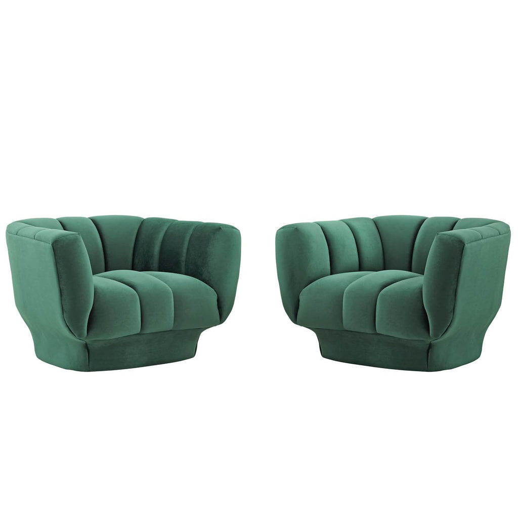 Entertain Vertical Channel Tufted Performance Velvet Armchair Set of 2 by Modway