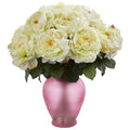 Rose Artificial Arrangement in Rose Colored Vase