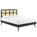 Sidney Cane and Wood King Platform Bed With Splayed Legs by Modway