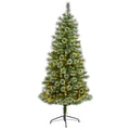 6' Wisconsin Slim Snow Tip Pine Artificial Christmas Tree w/ 300 Clear LED Light