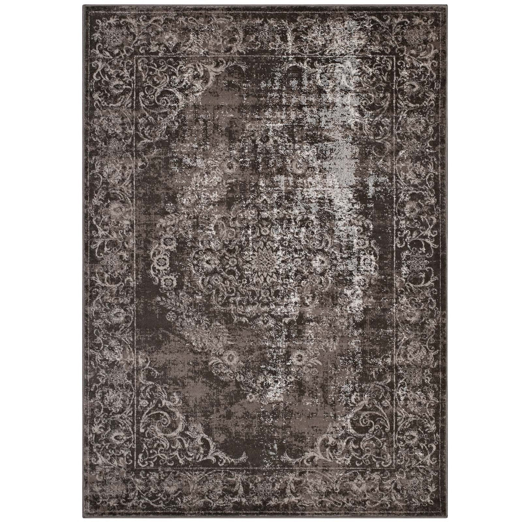 Gamela Rustic Vintage Ornate Floral Medallion 5x8 Area Rug by Modway