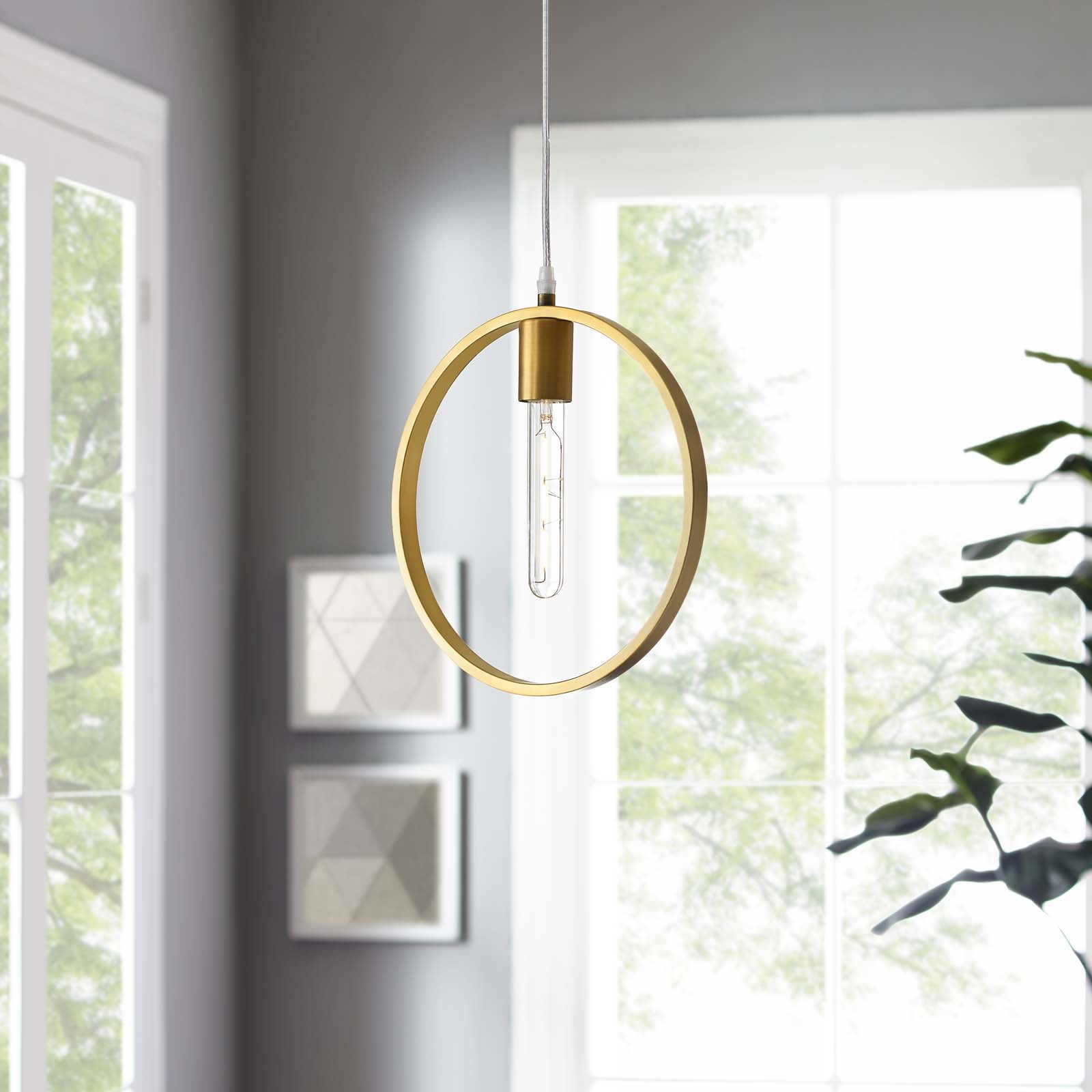 Orbit Brass Ceiling Pendant Light by Modway