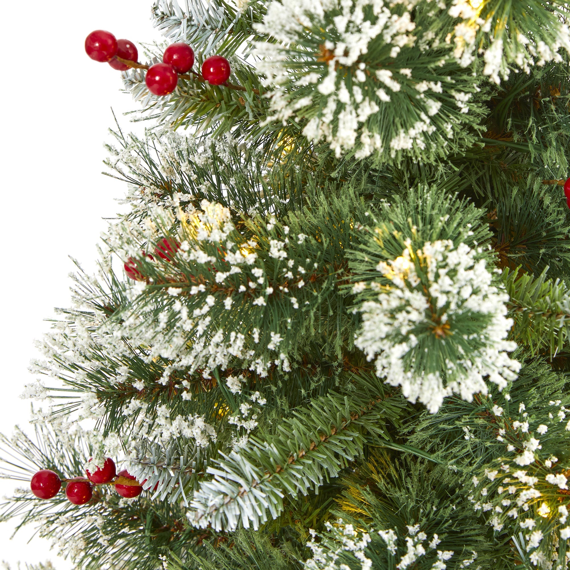 4' Frosted Swiss Pine Artificial Christmas Tree w/ 100 Clear LED Lights & Berrie