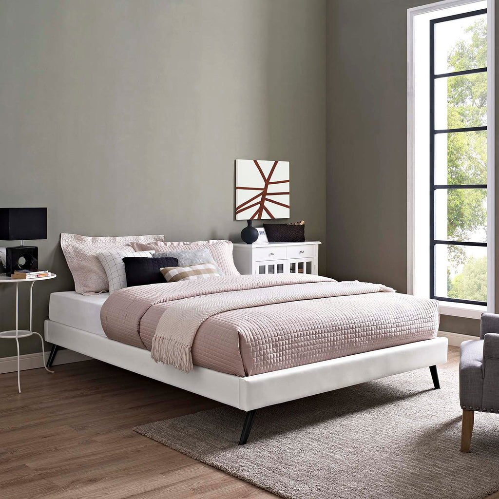 Loryn Vinyl Full Bed Frame with Round Splayed Legs by Modway