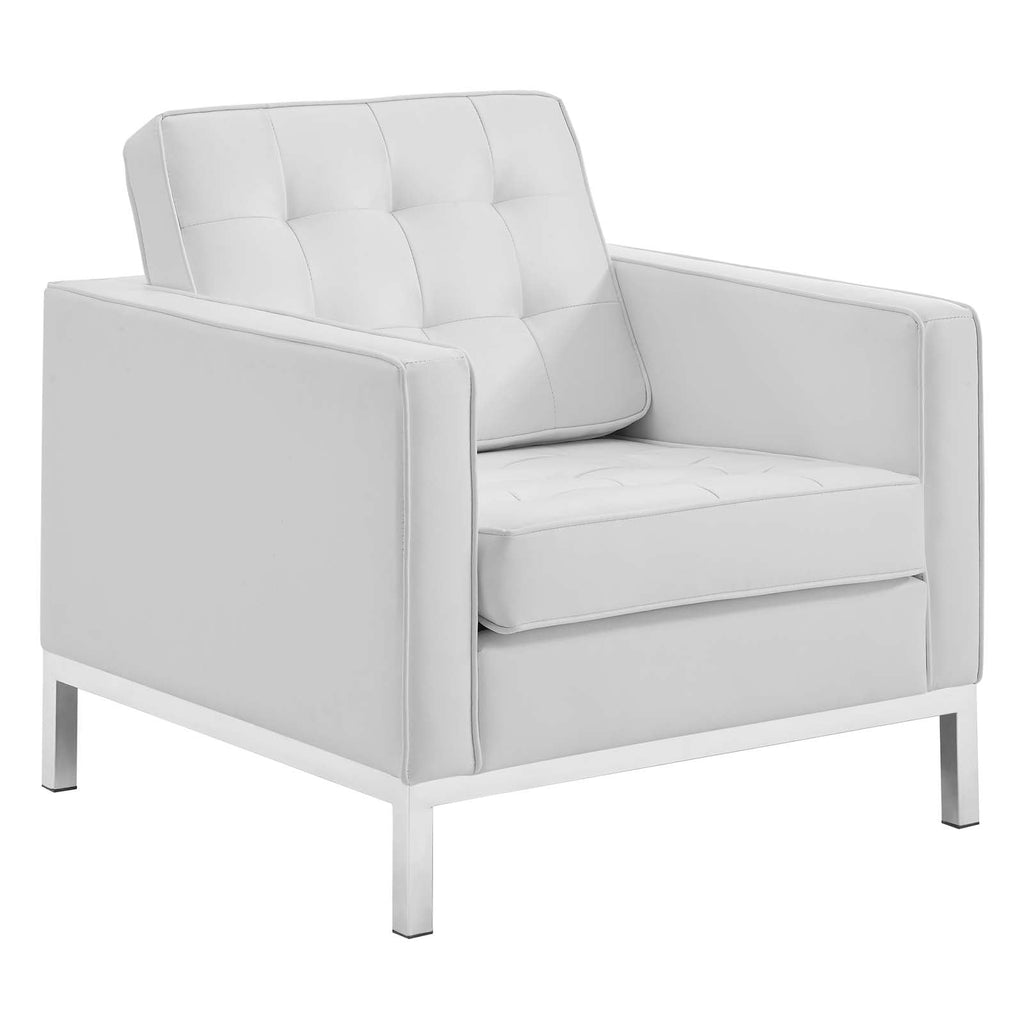 Loft Tufted Vegan Leather Armchairs Set of 2 by Modway