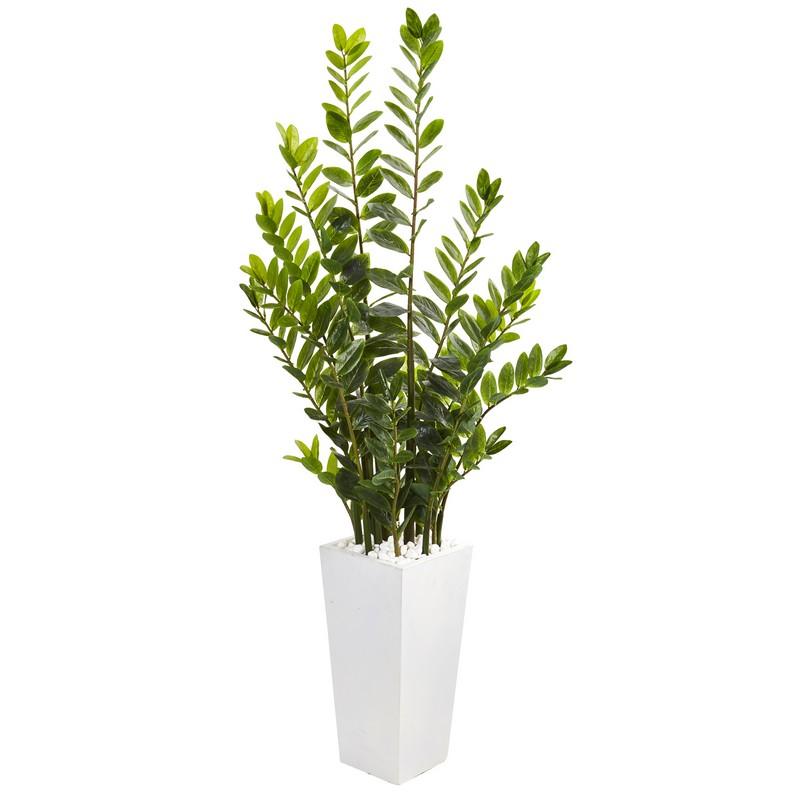 65"  Zamioculcas Artificial Plant in White Planter