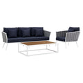 Stance 3 Piece Outdoor Patio Aluminum Sectional Sofa Set by Modway