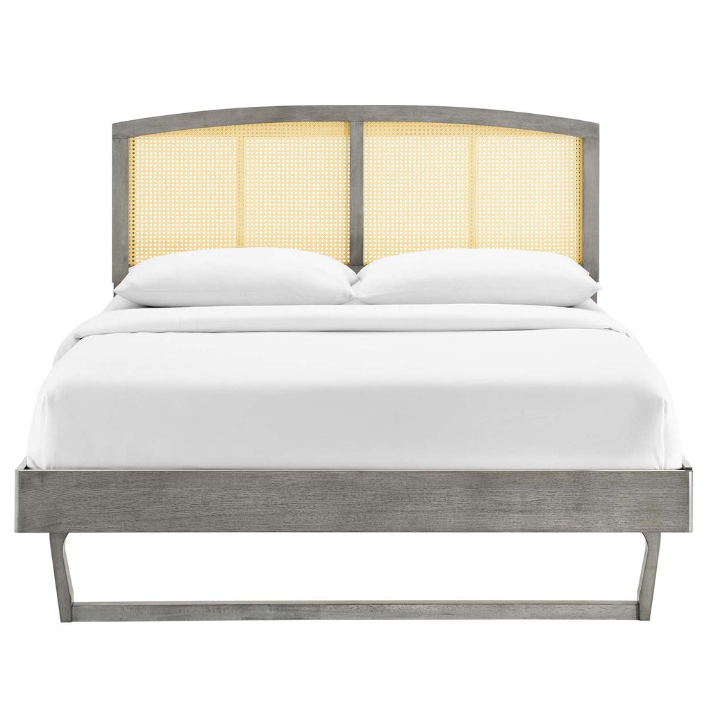 Sierra Cane and Wood Full Platform Bed With Angular Legs by Modway