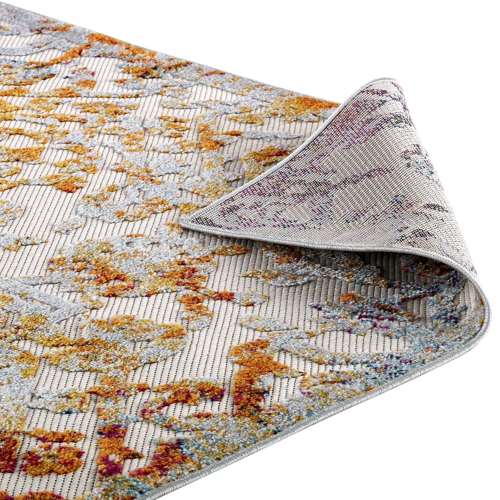 Reflect Primrose Ornate Floral Lattice 8x10 Indoor/Outdoor Area Rug by Modway