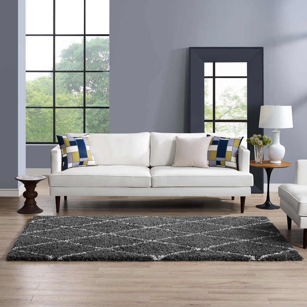 Toryn Diamond Lattice 5x8 Shag Area Rug by Modway