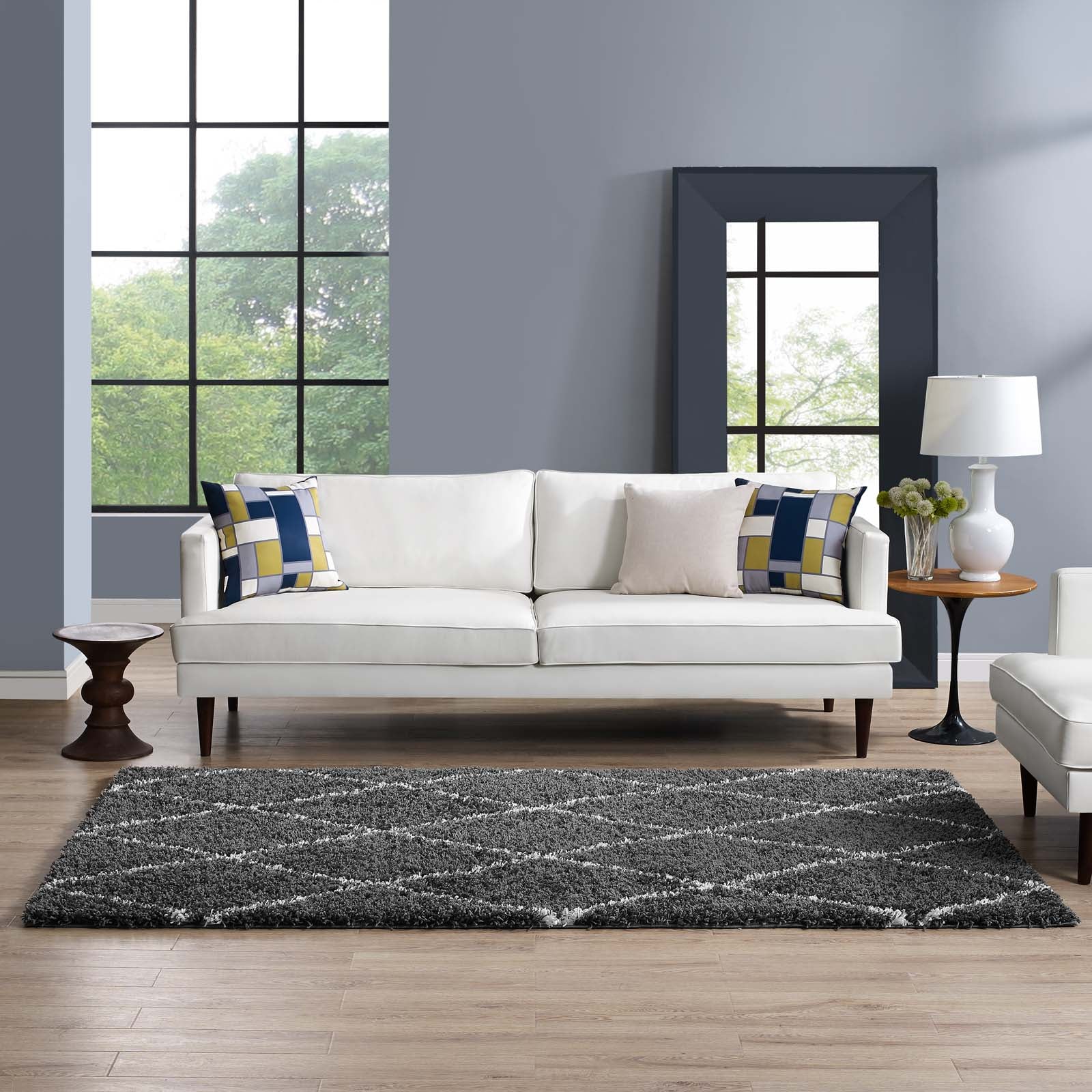 Toryn Diamond Lattice 5x8 Shag Area Rug by Modway