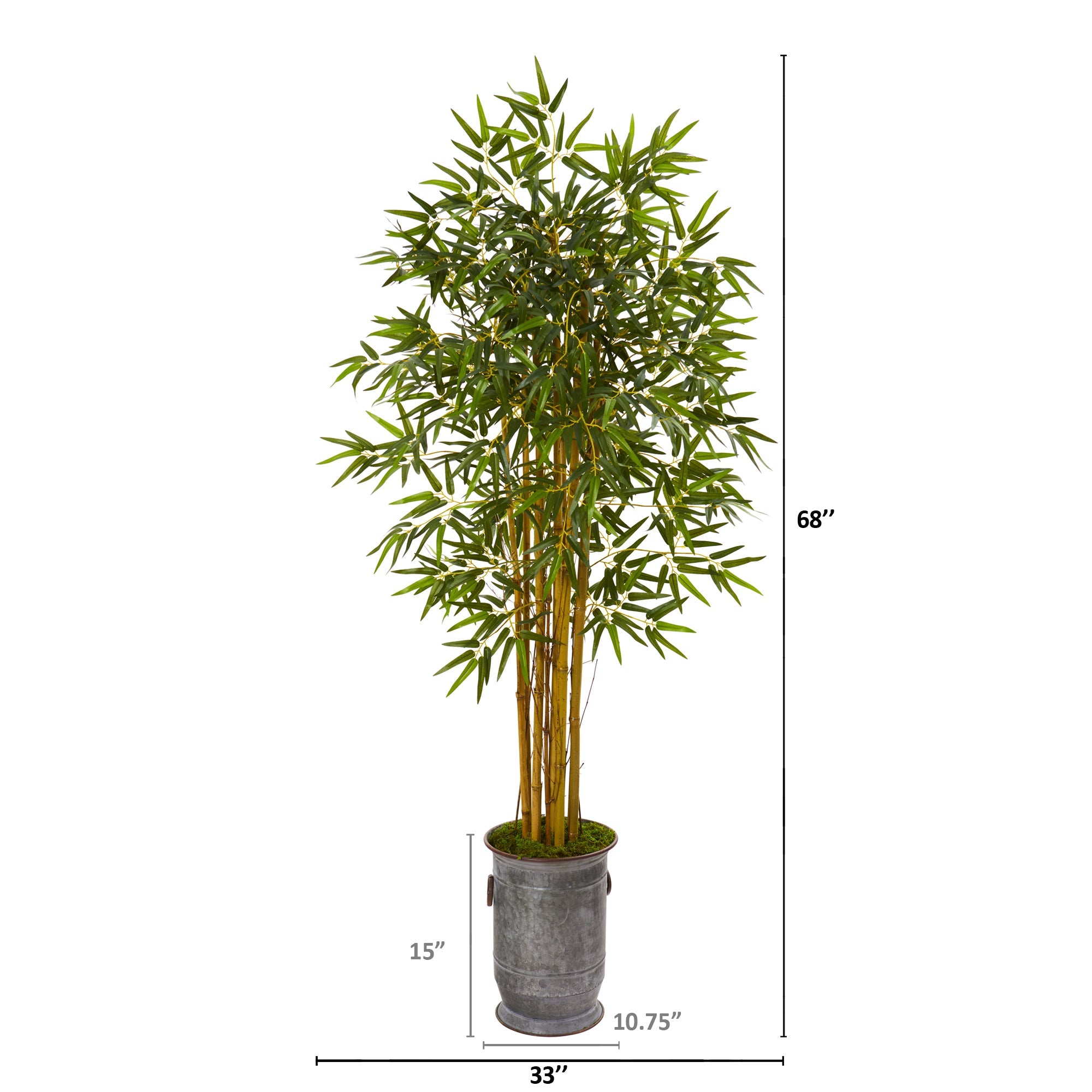 68" Bamboo Artificial Tree in Vintage Metal Planter
