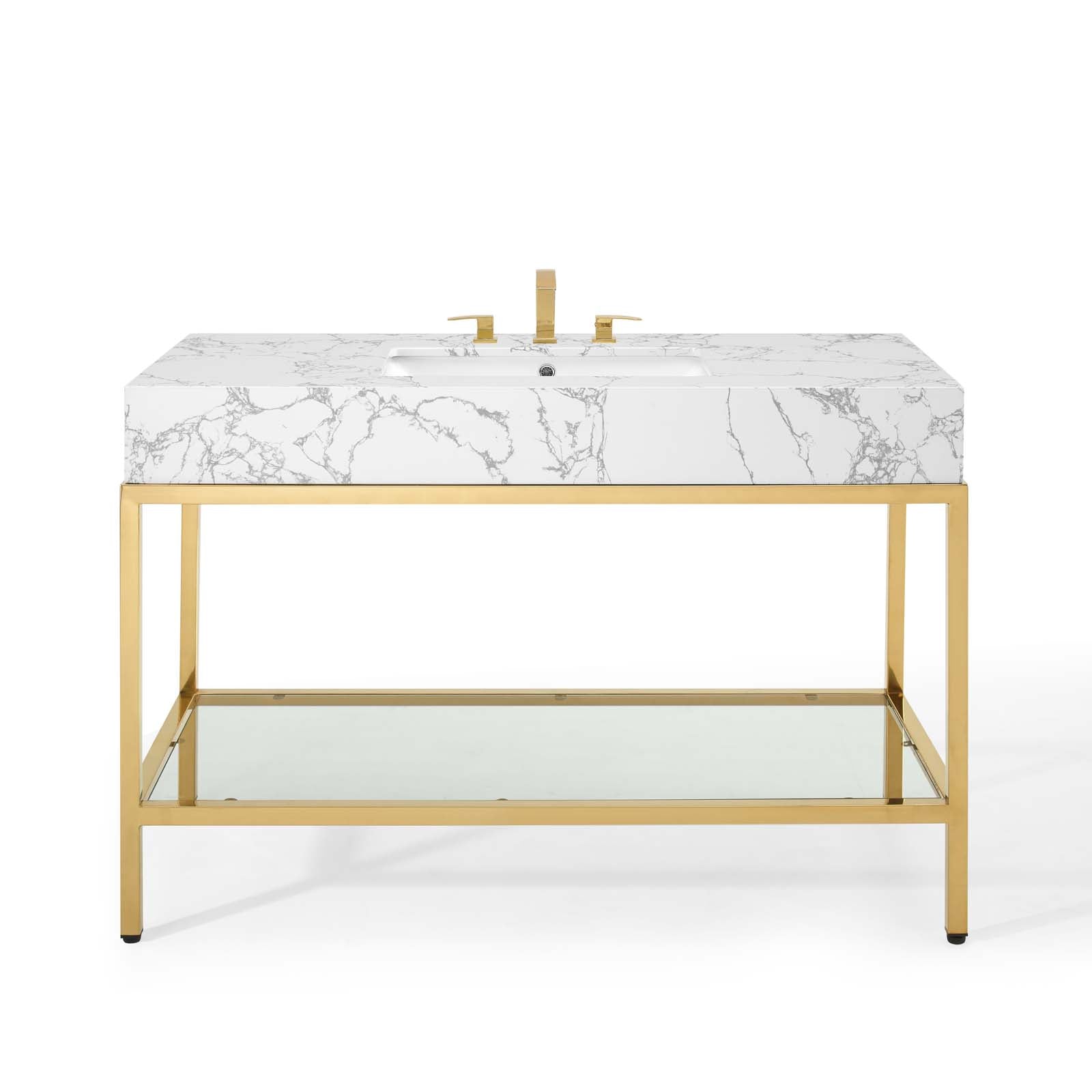 Kingsley 50" Gold Stainless Steel Bathroom Vanity by Modway