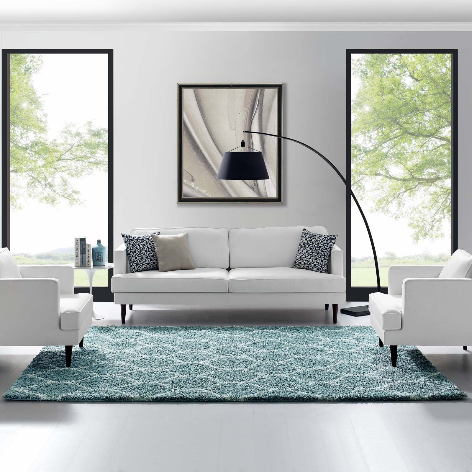 Solvea Moroccan Trellis 8x10 Shag Area Rug by Modway